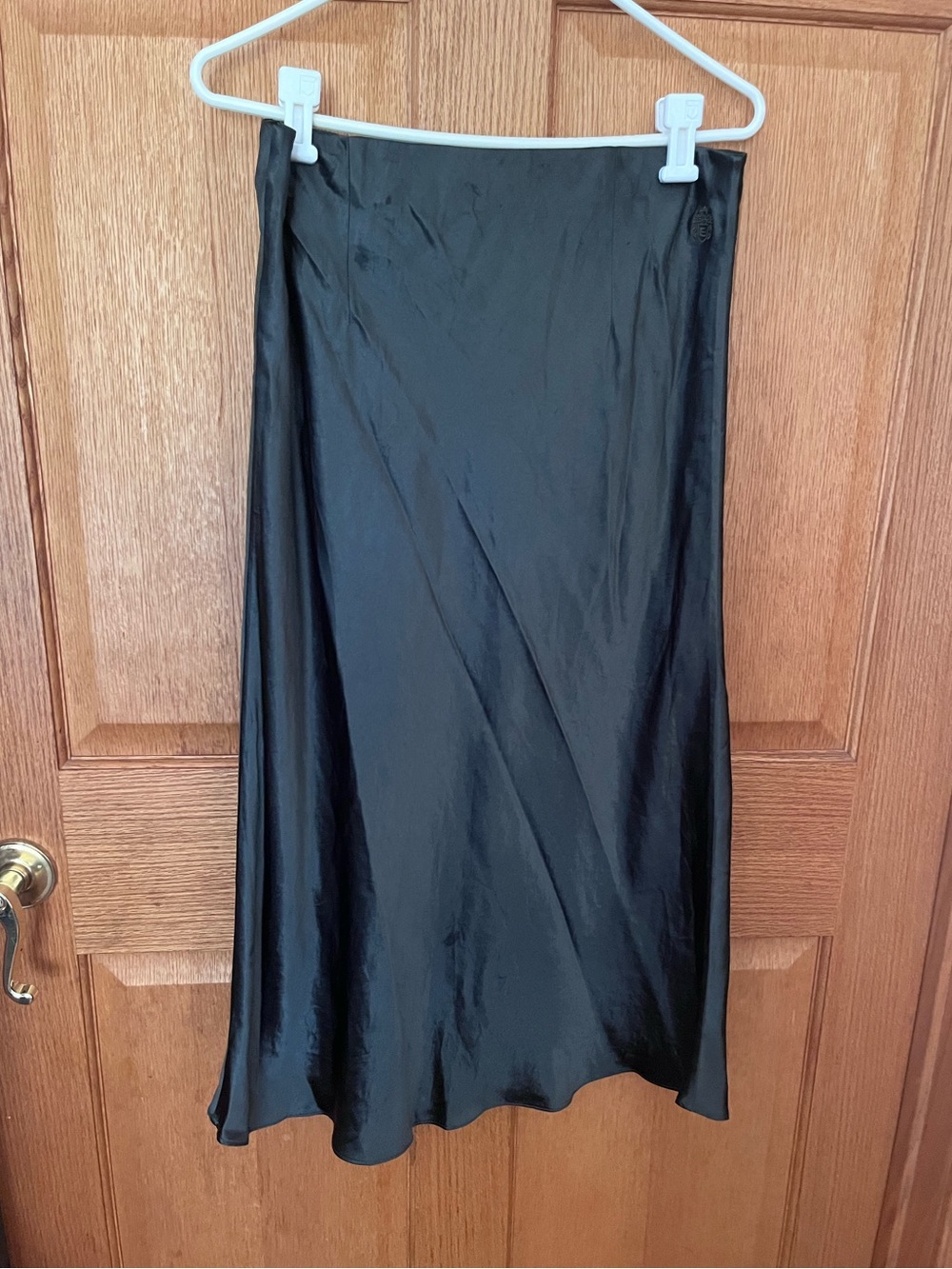 Babaton green Satin A-Line Midi Skirt